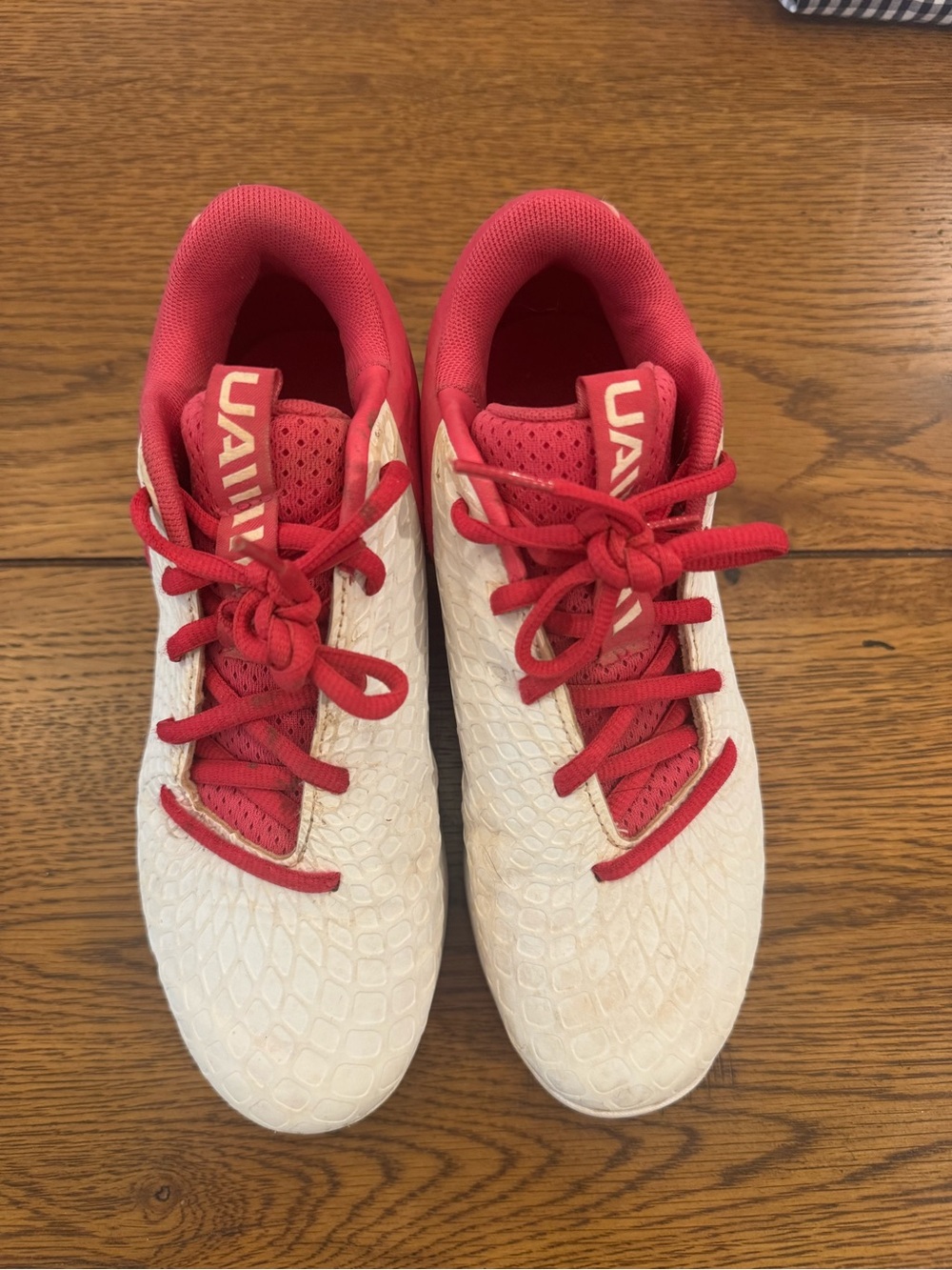 Under Armour White and Red Kids Sneakers